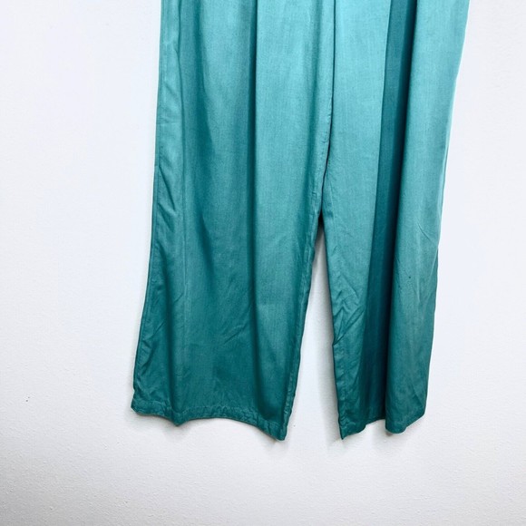 Tienda Ho Womens Loose Fit Sonya Pant Turquoise Rayon One Size Wide Leg - Picture 2 of 4